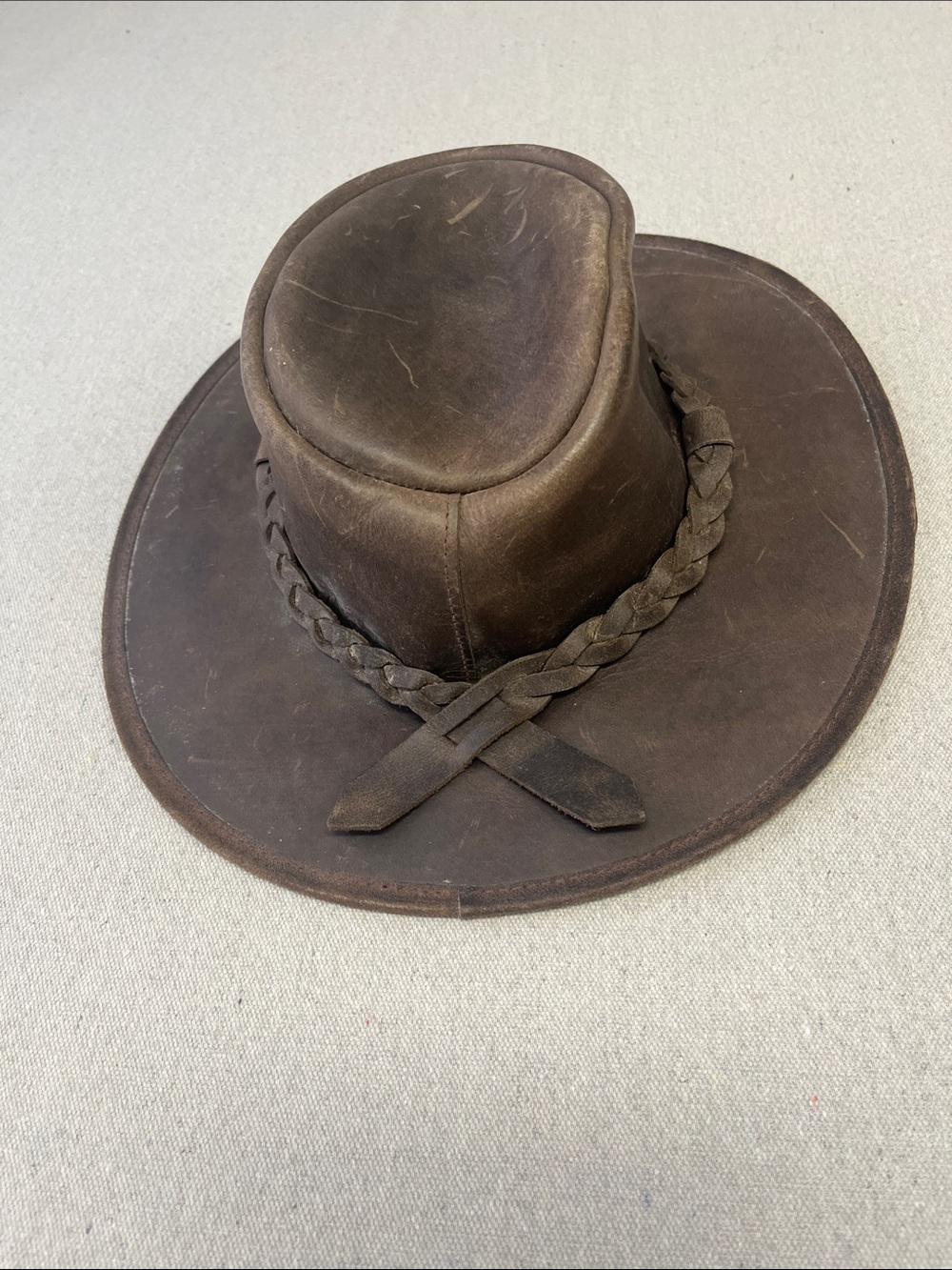 Down Under Australia Brown Leather Outback Cowboy Hat Size Small - Picture 5 of 16